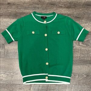Gucci Green Kids Button-Up Shirt with White Trim